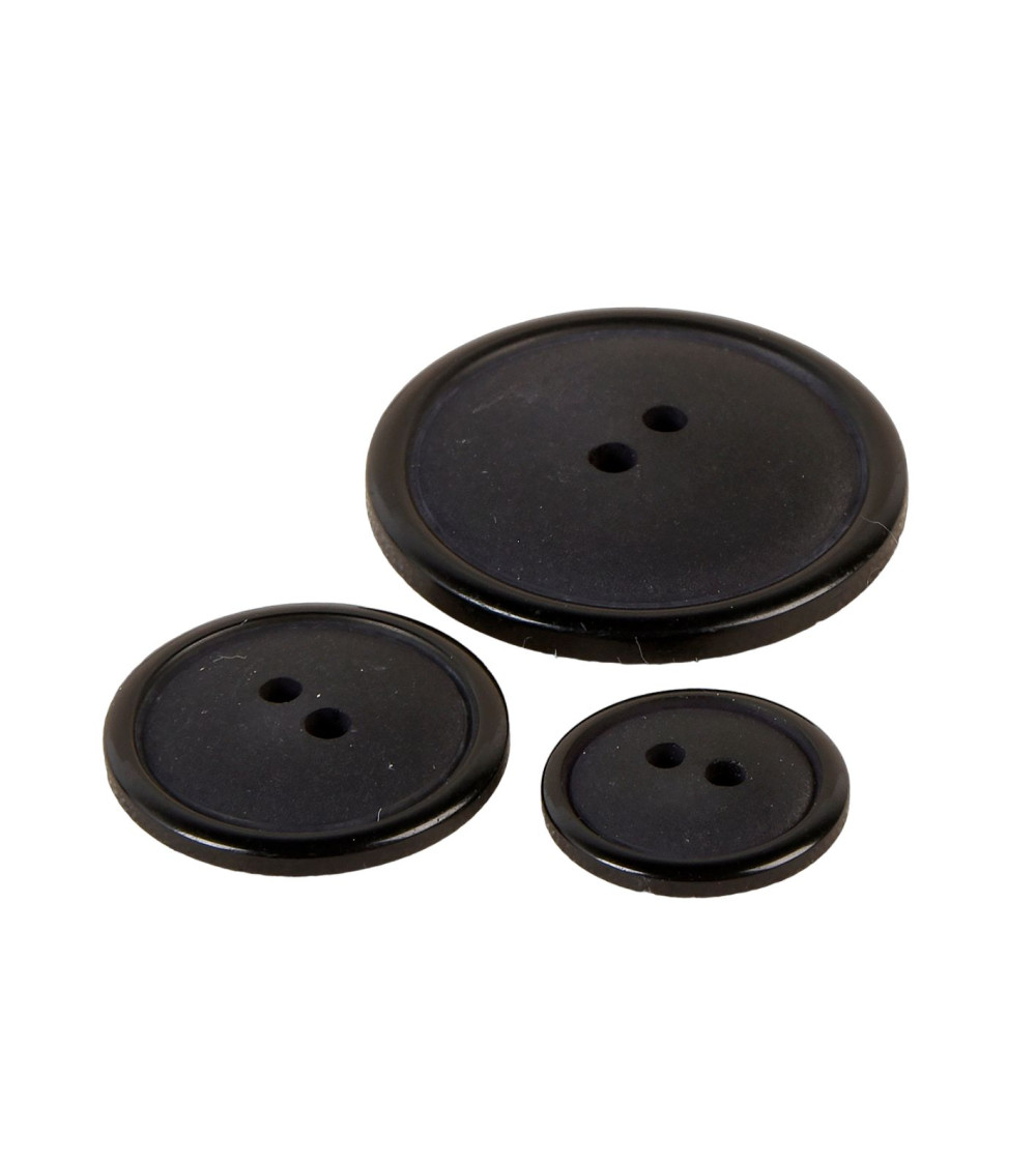 Lot De Boutons Ronds Trous Classique Noir Mymercerie Vente