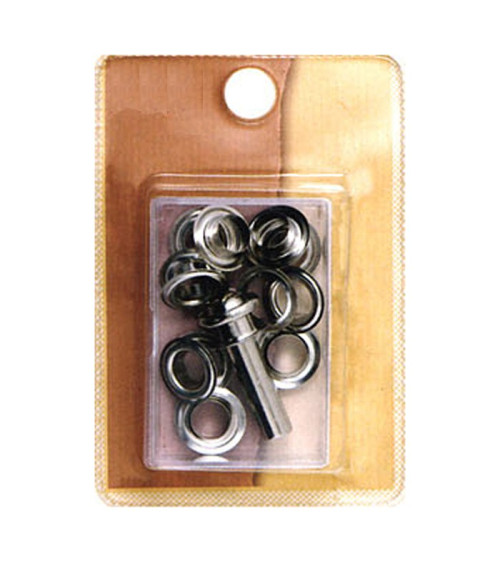 10 small 10mm eyelets and silver colored tool