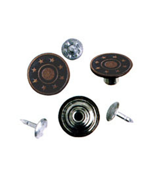 6 17mm bronze-colored jeans buttons