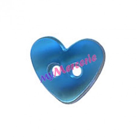 Bouton Coeur translucide couleur Bleu
