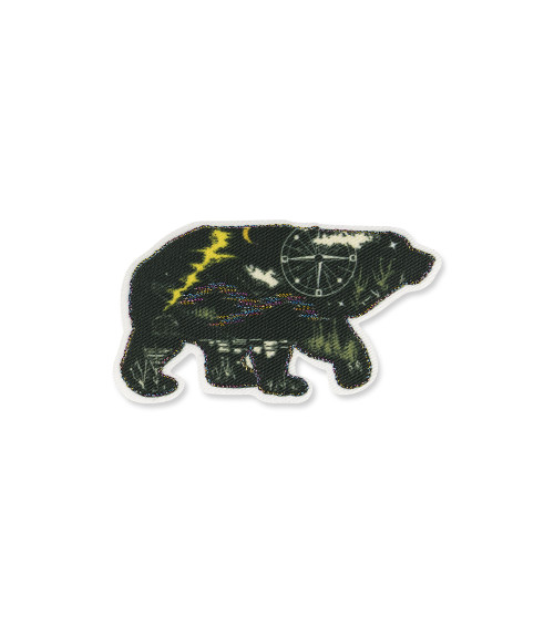 Lurex bear iron-on badge 4x8cm