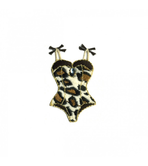 Beige panther wasp iron-on badge 3cmx2cm