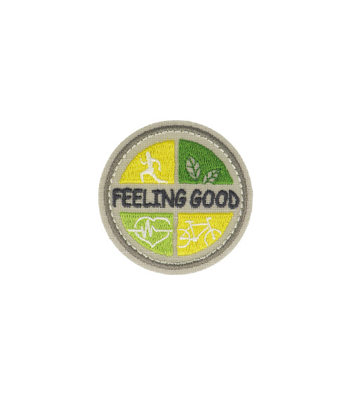 Aufbügelpflaster FEELING GOOD grauer Hintergrund 5x5cm