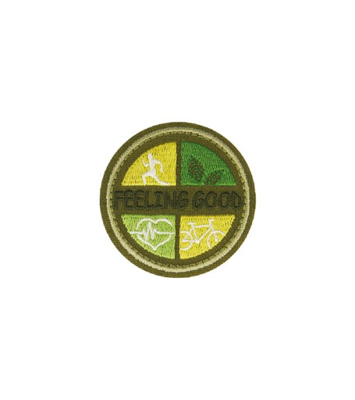 FEELING GOOD iron-on badge, khaki background, 5x5cm