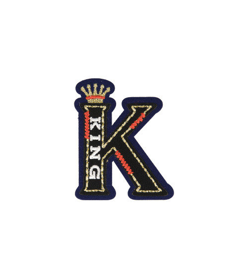 Iron-on badge royal letter K King 6cm