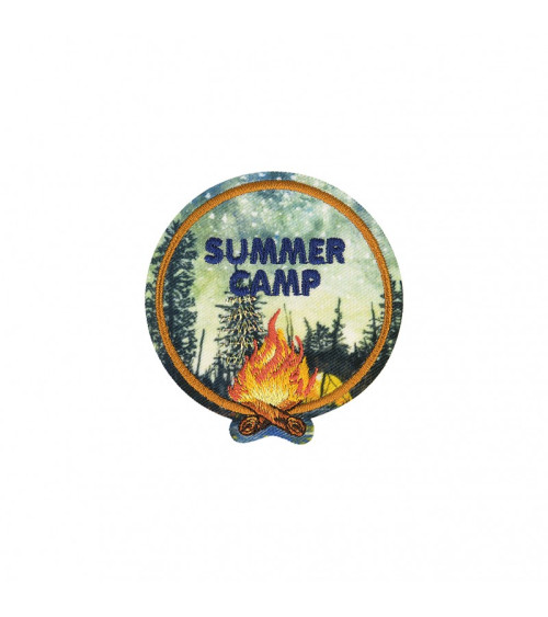 Summer camp printed nature iron-on badge 6x6cm