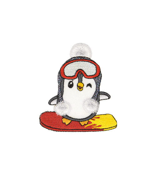 Parche termoadhesivo pingüino esquí 7x7cm