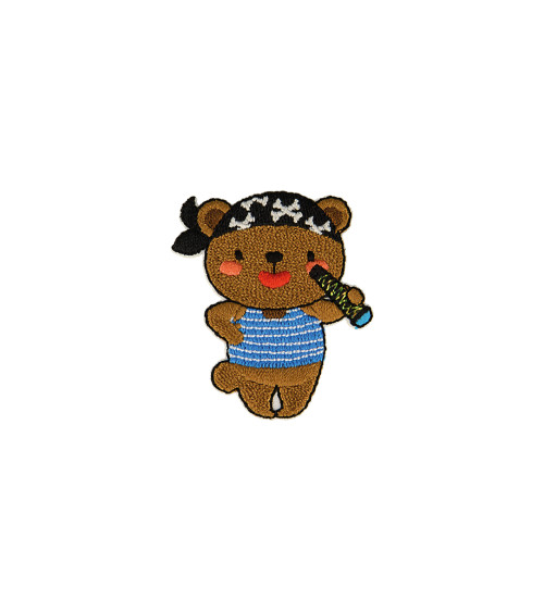 Iron-on badge pirate animals teddy bear 2.4cm x 4.4cm