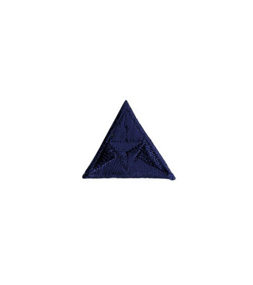 Blue embroidered triangle fly iron-on badge 2x2cm