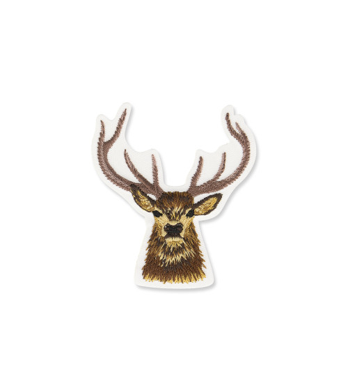 Deer head iron-on badge 6x6cm