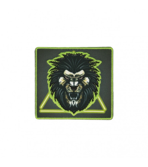 Neon lion iron-on badge 6cm x 5cm