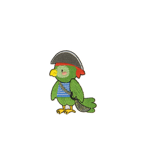 Iron-on patch pirate animals parrot 2.4cm x 4.4cm