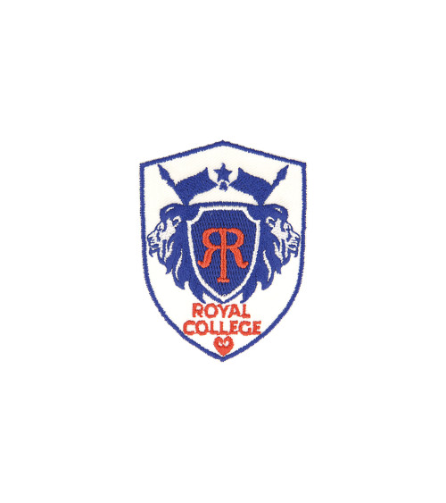 Royal College Blue/White Iron-on Badge 4.6cm x 6cm