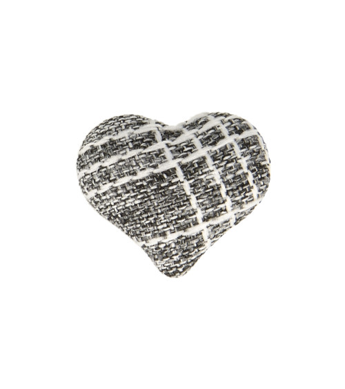 22mm black fabric heart button