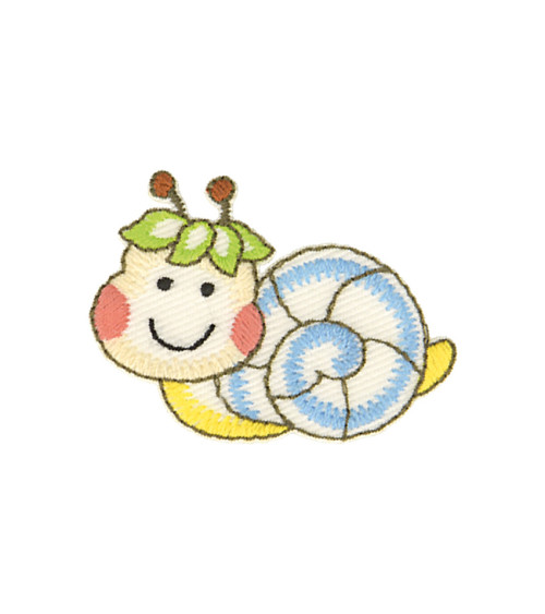 Funny garden snail iron-on patch 4.7cm x 3.5cm