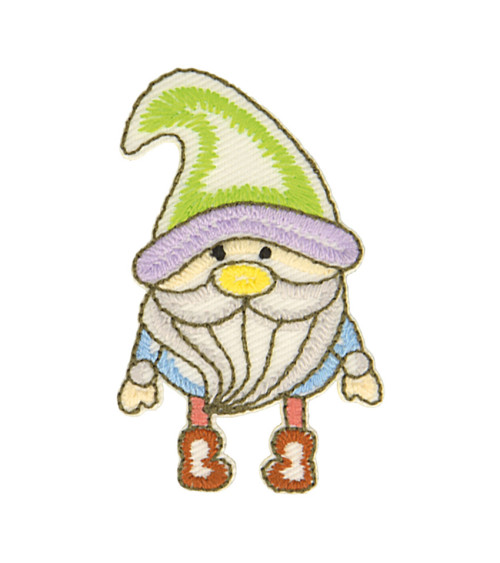 Funny garden dwarf iron-on badge 3.7cm x 6cm