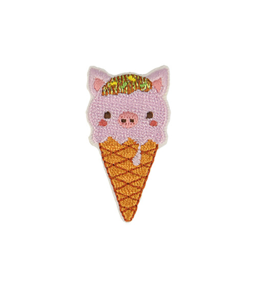 Iron-on patch ice cream animals pig 2.3cm x 4.2cm