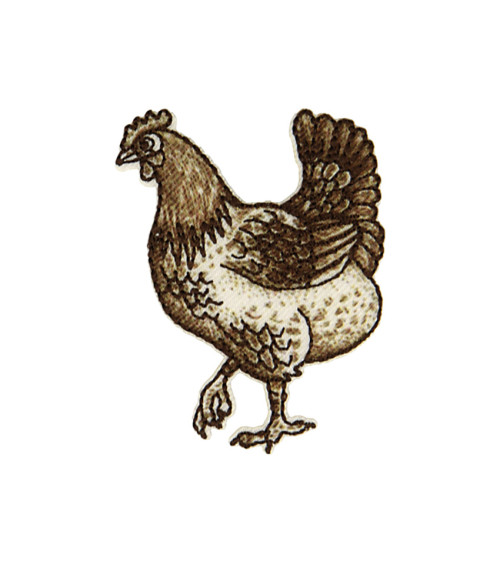 Chicken iron-on badge 3.6cm x 4.9cm