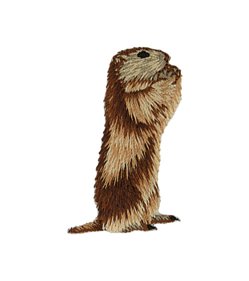 Iron-on marmot badge, right profile, 5.5cm x 4cm