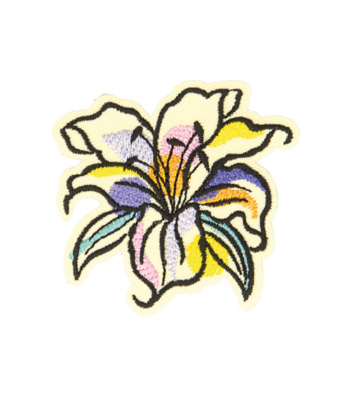 Natural color hibiscus iron-on patch 4.8cm x 4.7cm