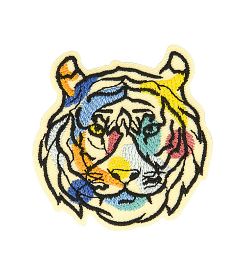 Tiger naturfarbener Aufnäher zum Aufbügeln, 5 cm x 5,1 cm