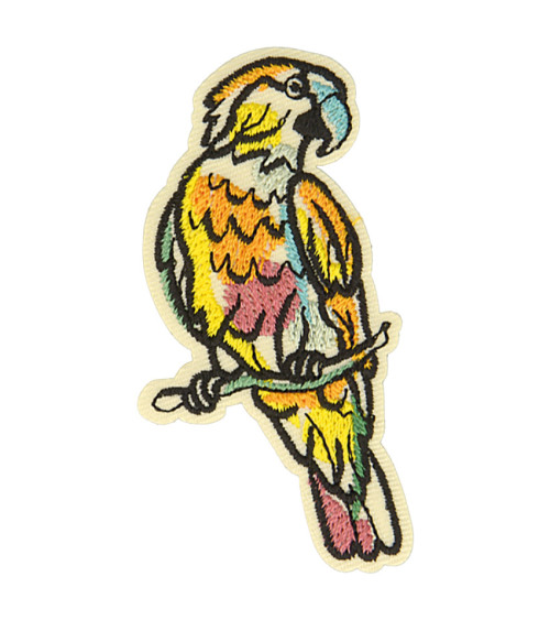 Iron-on patch in natural parrot color 3.7cm x 6.7cm