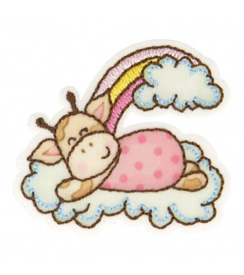 Cute giraffe on a cloud iron-on patch 4x5cm