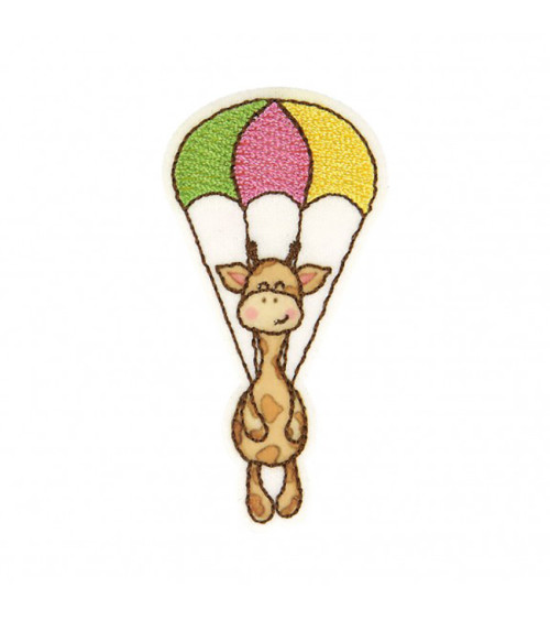 Cute giraffe hot air balloon iron-on badge 7x4cm