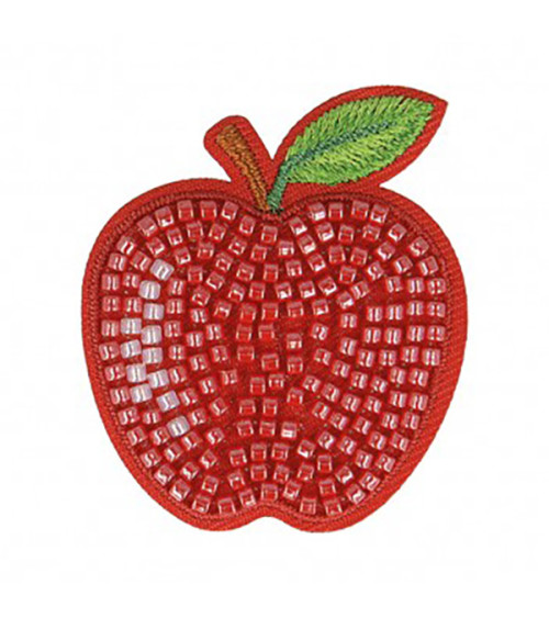 Apple pearl iron-on badge 4.5x4.5cm