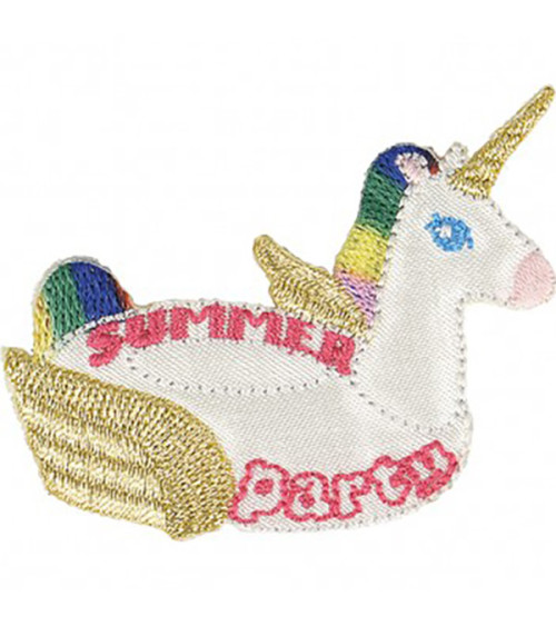 Fun unicorn buoys iron-on badge 4.5x6cm