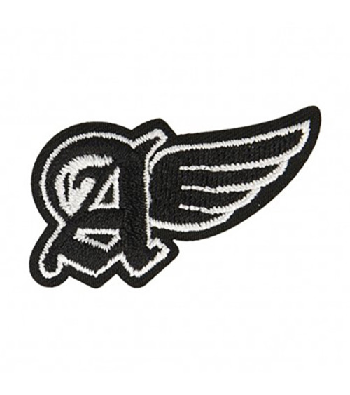 Iron-on badge A with black wings 3.5x2cm