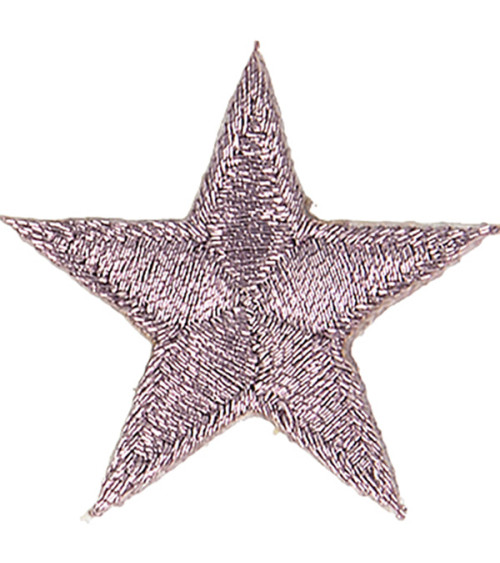 Shiny pink star iron-on badge 3x3cm