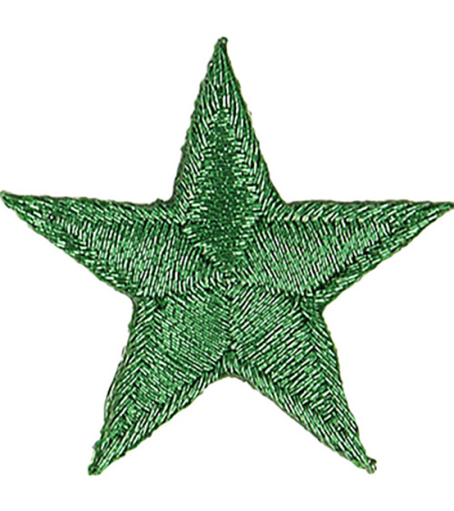 Green shiny star iron-on badge 3x3cm