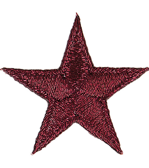 Burgundy shiny star iron-on badge 3x3cm