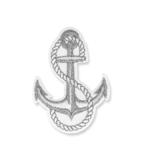 ANCHOR iron-on badge in silver lurex 4x5cm