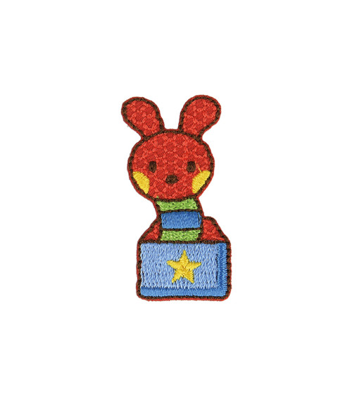 Rabbit toy iron-on badge 2x4cm