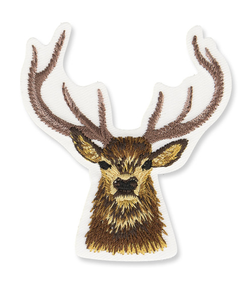 Deer head iron-on badge 6x6cm