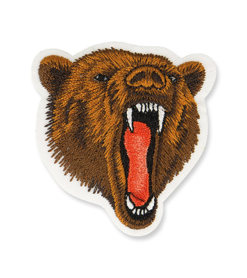 Bear head iron-on badge 5x5cm