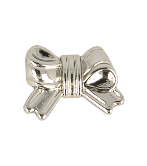 Set of 6 mini bow buttons 15mm silver