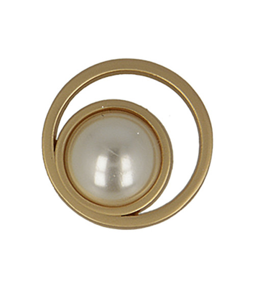 Set of 6 pearl buttons in old gold color