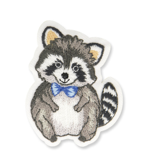 Set of 3 iron-on raccoon badges 5x6cm