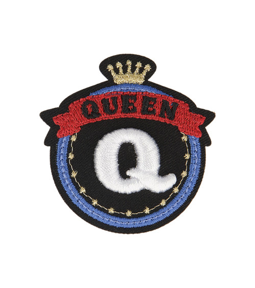 Set of 3 iron-on badges royal Q Queen 5cm