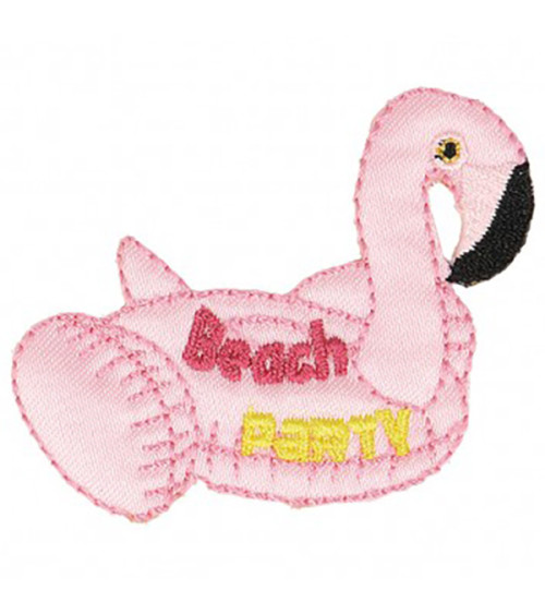 Set of 3 fun pink flamingo buoy iron-on patches 4.5x6cm