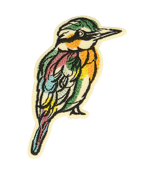 Set of 3 iron-on patches in natural color bird 4.5cm x 6.3cm