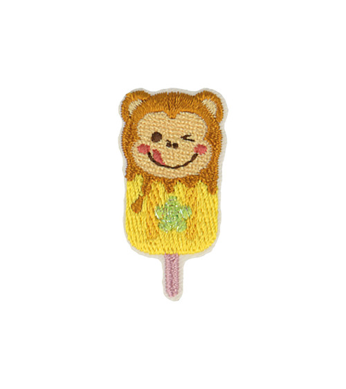 Set of 3 iron-on animal ice cream monkey badges 2.2cm x 4.2cm