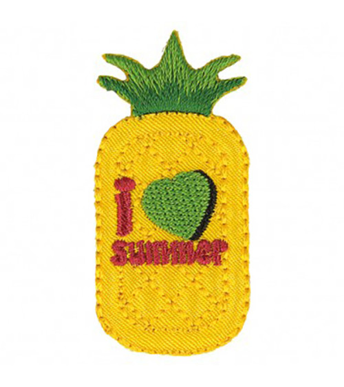 Set of 3 iron-on pineapple badges 2.5x5cm