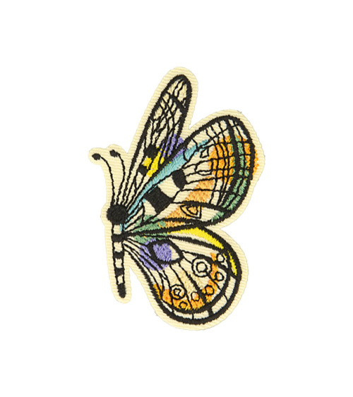 Set of 3 iron-on patches in natural color butterfly 4.5cm x 5cm