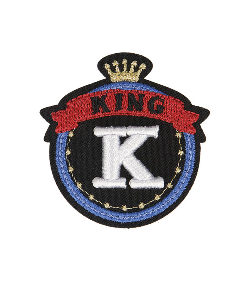 Set of 3 iron-on patches royal badge K King 5cm