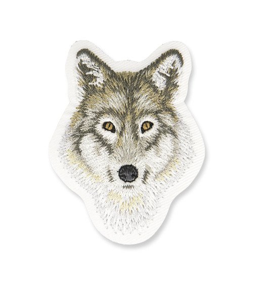 Set of 3 iron-on wolf head badges 4x5cm