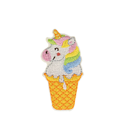 Juego de 3 parches termoadhesivos de animales con helado de unicornio, 2,4 cm x 4,4 cm